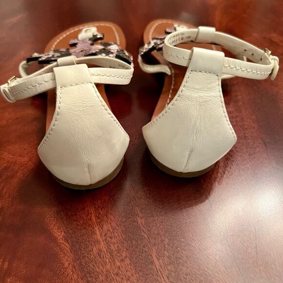 EEUC Tory Burch Phoebe Snakeskin White Thong Sandals Shoes Size 6.5 - Picture 5 of 7